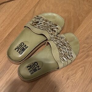 Green beaded Womens free people Slides